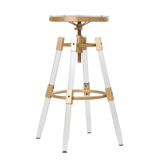 27" Gold Acrylic Bar Stool with Clear Acrylic Accents